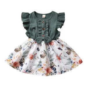 Girls' Summer Bowknot Floral Dress (1–5 Years)