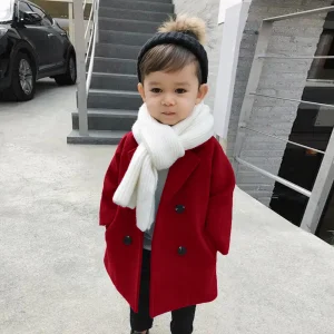 Kids Plaid Double-Breasted Flannel Coat