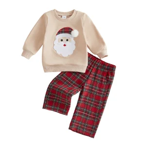 Toddler Boy Christmas Plaid Sweatshirt Outfit