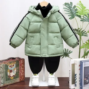 Boys' Winter Hooded Mid-Length Warm Coat (3–10Y)