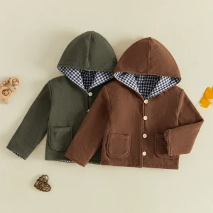 Button Toddler Boy Fleece Up Warm Fleece Coat