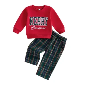 Baby Boy Christmas Plaid Outfit Set