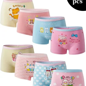 Fashion Girls Boxer Briefs, Cute Bear 8-Pack Panty
