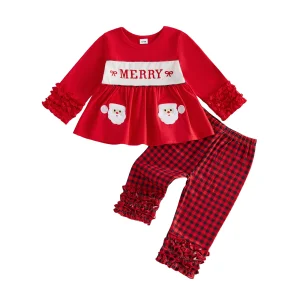 Women's Long Sleeve Plaid Christmas Top
